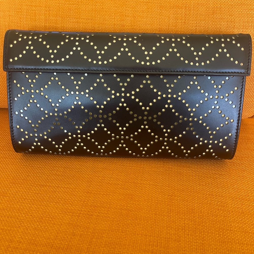 ALAIA Black and Gold Studded Clutch
